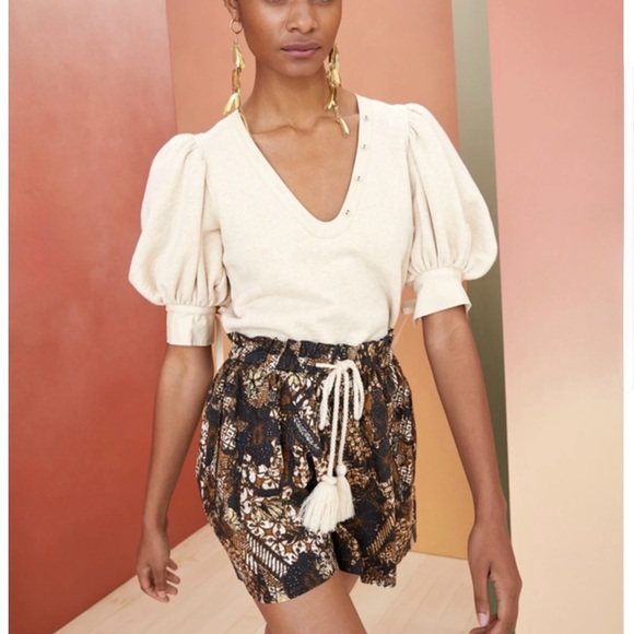 Patterned High-Waist Shorts with Rope Tie - Picture 5 of 6